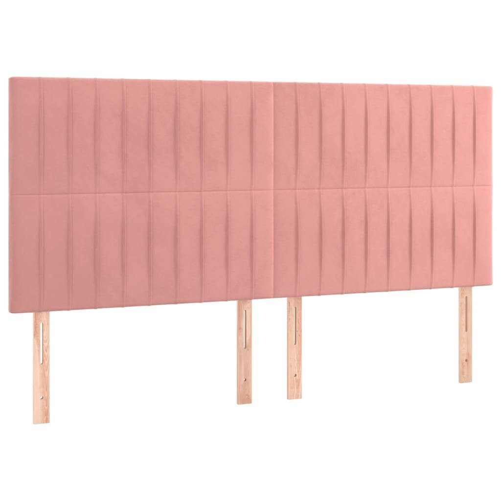 vidaXL gultas rāmis ar galvgali, rozā samts, 200x200 cm cena un informācija | Gultas | 220.lv