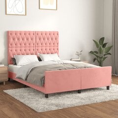 vidaXL gultas rāmis ar galvgali, rozā samts, 140x200 cm цена и информация | Кровати | 220.lv