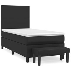 vidaXL atsperu gultas rāmis ar matraci, melna, 90x190 cm, mākslīgā āda cena un informācija | Gultas | 220.lv