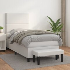 vidaXL atsperu gulta ar matraci, balta, 90x190 cm, mākslīgā āda цена и информация | Кровати | 220.lv