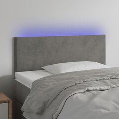 vidaXL gultas galvgalis ar LED, 80x5x78/88 cm, gaiši pelēks samts цена и информация | Кровати | 220.lv