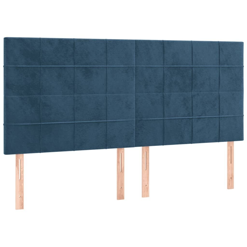 vidaXL gultas rāmis ar galvgali, tumši zils samts, 200x200 cm cena un informācija | Gultas | 220.lv