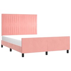 vidaXL gultas rāmis ar galvgali, rozā samts, 140x190 cm cena un informācija | Gultas | 220.lv
