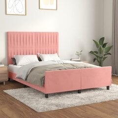 vidaXL gultas rāmis ar galvgali, rozā samts, 140x190 cm цена и информация | Кровати | 220.lv