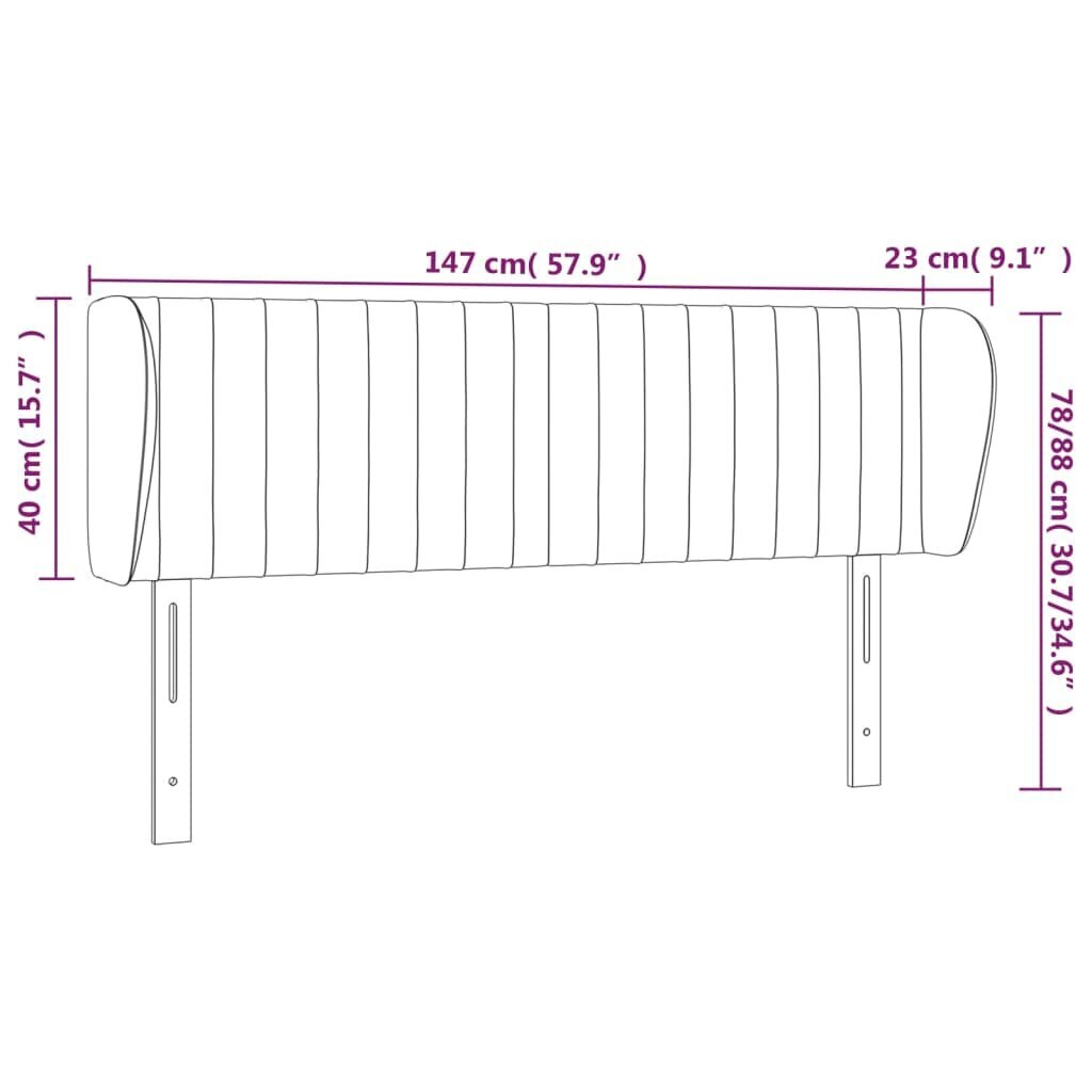 vidaXL galvgalis ar malām, melns samts, 147x23x78/88 cm cena un informācija | Gultas | 220.lv