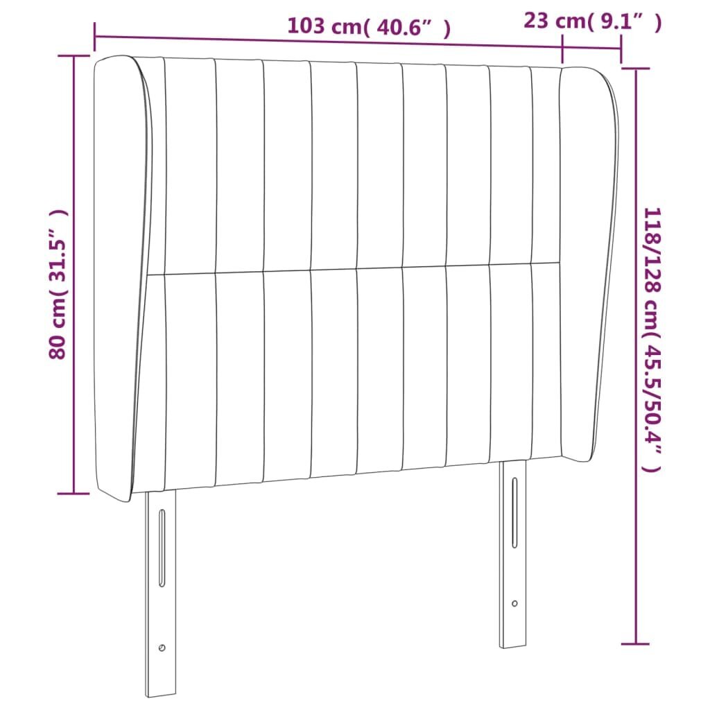 vidaXL galvgalis ar malām, 103x23x118/128 cm, tumši zils samts cena un informācija | Gultas | 220.lv