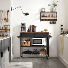 Кухонный шкаф на колесиках 119 х 45 х 91 см., коричневый/черный цена и информация | Кухонные шкафчики | 220.lv