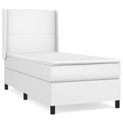 vidaXL atsperu gulta ar matraci, balta, 90x190 cm, mākslīgā āda cena un informācija | Gultas | 220.lv