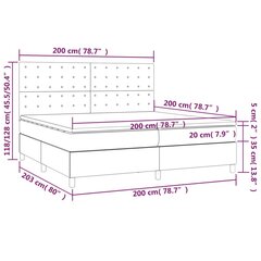 vidaXL atsperu gulta ar matraci, rozā samts, 200x200 cm cena un informācija | Gultas | 220.lv