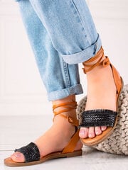Sieviešu Shelovet melnas šņorējamās sandales cena un informācija | Sieviešu sandales | 220.lv