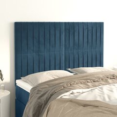 vidaXL gultas galvgaļi, 4 gab., 72x5x78/88 cm, tumši zils samts cena un informācija | Gultas | 220.lv