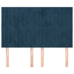 vidaXL gultas galvgaļi, 4 gab., 72x5x78/88 cm, tumši zils samts cena un informācija | Gultas | 220.lv