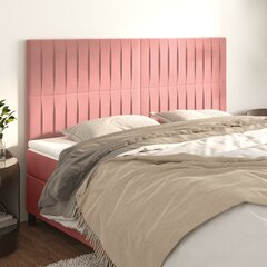 vidaXL gultas galvgaļi, 4 gab., 100x5x78/88 cm, rozā samts цена и информация | Кровати | 220.lv