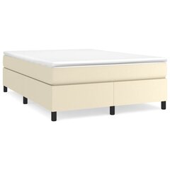vidaXL atsperu gulta ar matraci, krēmkrāsas, 140x200 cm, mākslīgā āda cena un informācija | Gultas | 220.lv