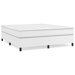 vidaXL atsperu gulta ar matraci, balts, 160x200 cm, mākslīgā āda cena un informācija | Gultas | 220.lv