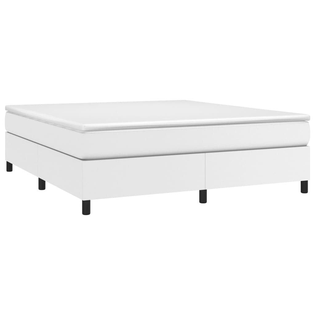 vidaXL atsperu gulta ar matraci, balts, 160x200 cm, mākslīgā āda cena un informācija | Gultas | 220.lv