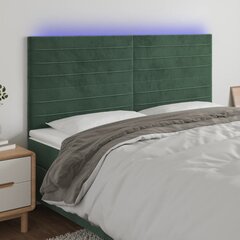 Gultas galvgalis ar LED vidaXL, 180x5x118/128 cm, tumši zaļš cena un informācija | Gultas | 220.lv