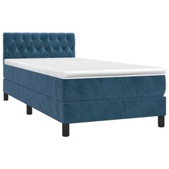 Atsperu gulta ar matraci un LED gaismām vidaXL, 100x200 cm, tumši zils цена и информация | Кровати | 220.lv