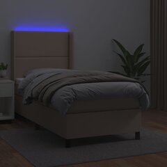 Atsperu gulta ar matraci un LED gaismām vidaXL, 90x190cm, kapučīno cena un informācija | Gultas | 220.lv