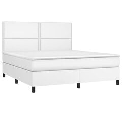 Atsperu gulta ar matraci un LED gaismām vidaXL, 160x200 cm, balts cena un informācija | Gultas | 220.lv