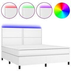 Atsperu gulta ar matraci un LED gaismām vidaXL, 160x200 cm, balts cena un informācija | Gultas | 220.lv