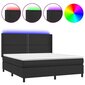 Atsperu gulta ar matraci un LED gaismām vidaXL, 160x200 cm, melns cena un informācija | Gultas | 220.lv