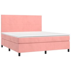 Atsperu gulta ar matraci un LED gaismām vidaXL, 160x200 cm, rozā cena un informācija | Gultas | 220.lv
