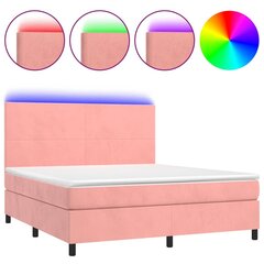 Atsperu gulta ar matraci un LED gaismām vidaXL, 160x200 cm, rozā цена и информация | Кровати | 220.lv