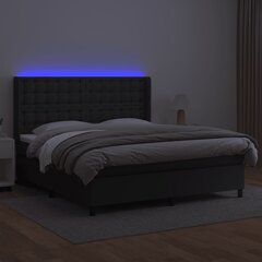 Кровать с пружинами/матрасом/LED, 180х200 см, черный цена и информация | Кровати | 220.lv