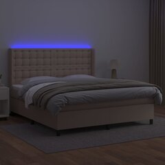 Atsperu gulta ar matraci un LED gaismām vidaXL, 180x200 cm, kapučīno цена и информация | Кровати | 220.lv