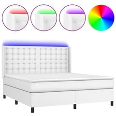 Atsperu gulta ar matraci un LED gaismām vidaXL, 180x200 cm, balts цена и информация | Кровати | 220.lv
