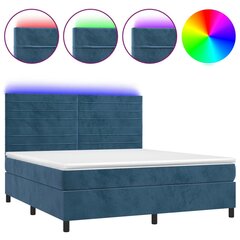 Atsperu gulta ar matraci un LED gaismām vidaXL, 180x200 cm, tumši zils цена и информация | Кровати | 220.lv