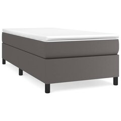 vidaXL atsperu gulta ar matraci, pelēks, 90x190 cm, mākslīgā āda cena un informācija | Gultas | 220.lv