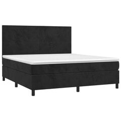 Atsperu gulta ar matraci un LED gaismām vidaXL, 180x200 cm, melns cena un informācija | Gultas | 220.lv