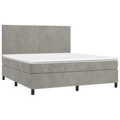 Atsperu gulta ar matraci un LED gaismām vidaXL, 180x200 cm, gaiši pelēks cena un informācija | Gultas | 220.lv