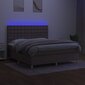 Atsperu gulta ar matraci un LED gaismām vidaXL, 180x200 cm, pelēkbrūns cena un informācija | Gultas | 220.lv