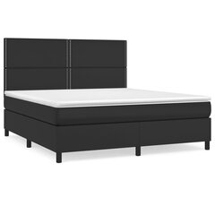 vidaXL atsperu gulta ar matraci, melna, 180x200 cm, mākslīgā āda cena un informācija | Gultas | 220.lv