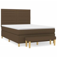 vidaXL atsperu gulta ar matraci, tumši brūna, 140x200 cm, audums cena un informācija | Gultas | 220.lv