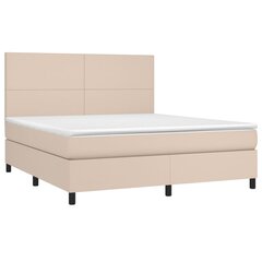 vidaXL atsperu gulta ar matraci, kapučīno, 160x200 cm, mākslīgā āda cena un informācija | Gultas | 220.lv