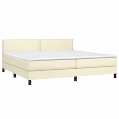 vidaXL atsperu gulta ar matraci, krēmkrāsas, 200x200 cm, mākslīgā āda cena un informācija | Gultas | 220.lv