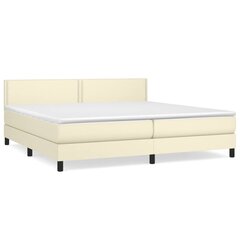vidaXL atsperu gulta ar matraci, krēmkrāsas, 200x200 cm, mākslīgā āda cena un informācija | Gultas | 220.lv