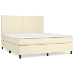 vidaXL atsperu gulta ar matraci, krēmkrāsas, 160x200 cm, mākslīgā āda cena un informācija | Gultas | 220.lv