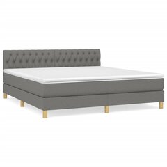 vidaXL atsperu gulta ar matraci, tumši pelēks, 180x200 cm, audums cena un informācija | Gultas | 220.lv