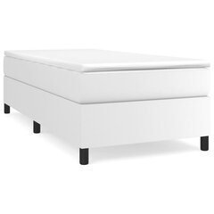 vidaXL atsperu gultas rāmis, balts, 90x190 cm, mākslīgā āda cena un informācija | Gultas | 220.lv