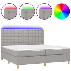 Atsperu gulta ar matraci un LED gaismām vidaXL, 200x200 cm, gaiši pelēks цена и информация | Кровати | 220.lv