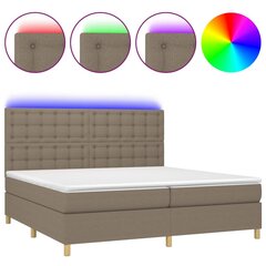 Atsperu gulta ar matraci un LED gaismām vidaXL, 200x200 cm, pelēkbrūns cena un informācija | Gultas | 220.lv