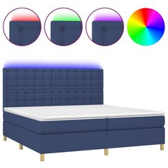 Atsperu gulta ar matraci un LED gaismām vidaXL, 200x200 cm, zils цена и информация | Кровати | 220.lv