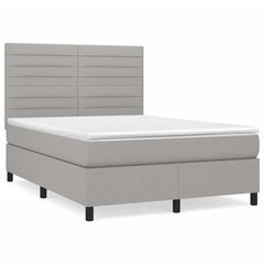 vidaXL atsperu gulta ar matraci, gaiši pelēka audums, 140x190 cm cena un informācija | Gultas | 220.lv