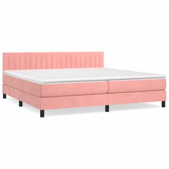 vidaXL atsperu gulta ar matraci, rozā samts, 200x200 cm cena un informācija | Gultas | 220.lv