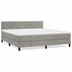 vidaXL atsperu gulta ar matraci, gaiši pelēks samts, 160x200 cm cena un informācija | Gultas | 220.lv